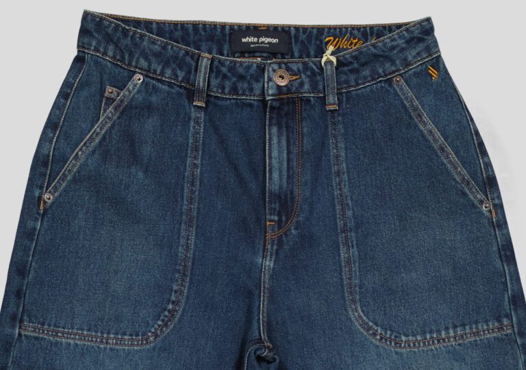 PANTALON BAGGY EN DENIM RIGIDE 100 % COTON — photo 4