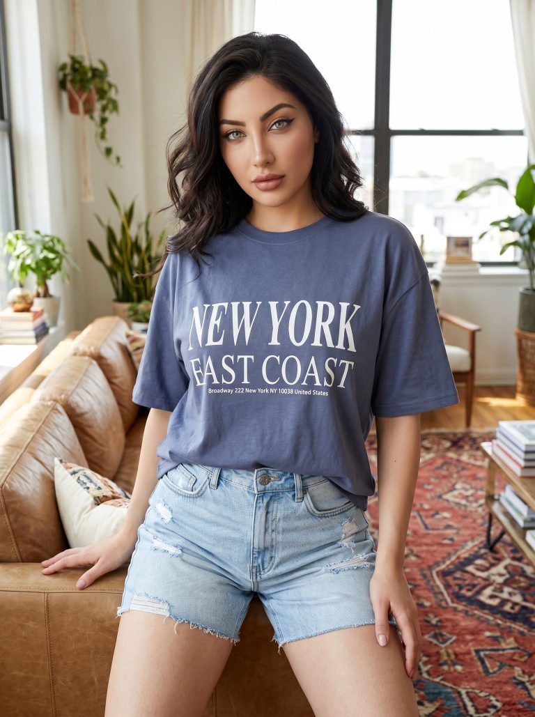T-SHIRT FEMME OVERSIZE FIT JERSEY 100 % COTTON — photo 2