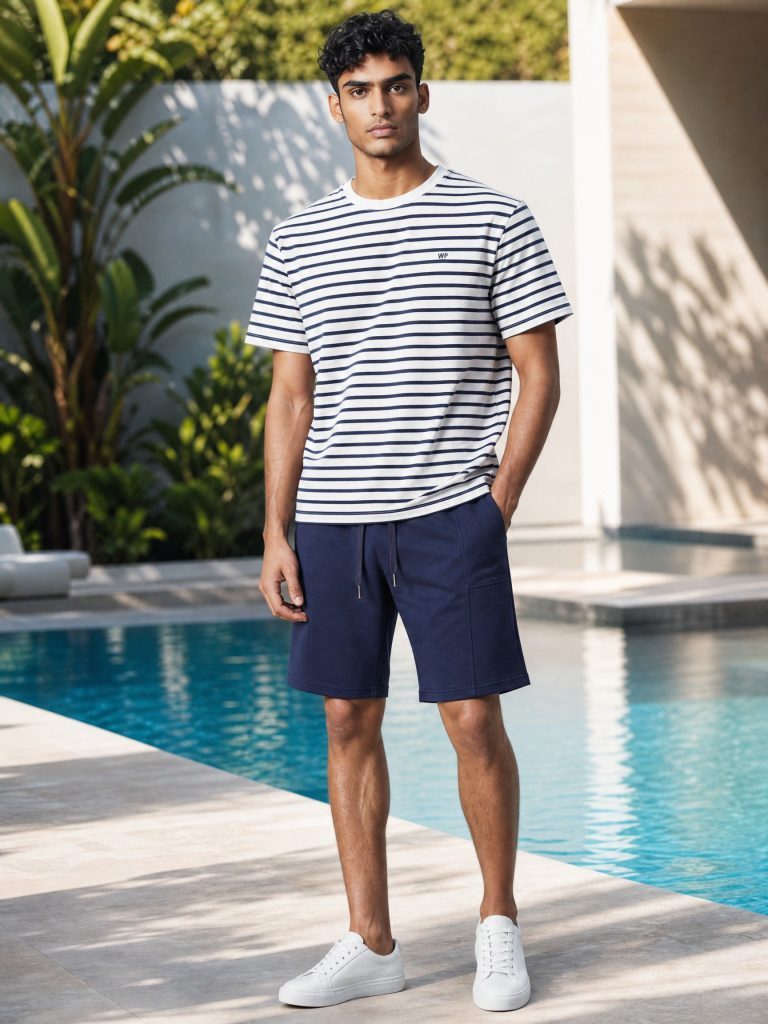 TSHIRT HOMME COL ROND RAYEE 100 % COTON — photo 2