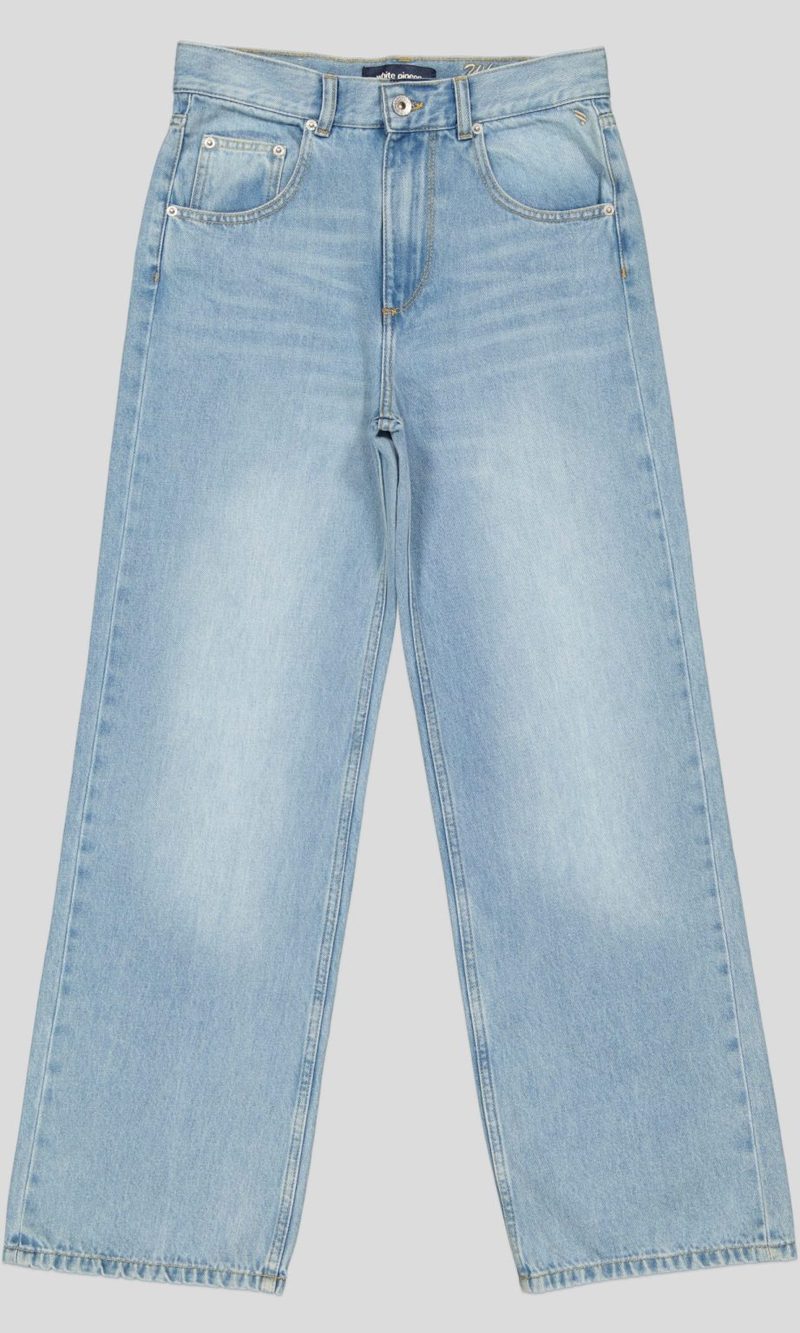 JEAN FEMME TAILLE HAUTE COUPE DROITE LARGE 100% COTON — photo 2
