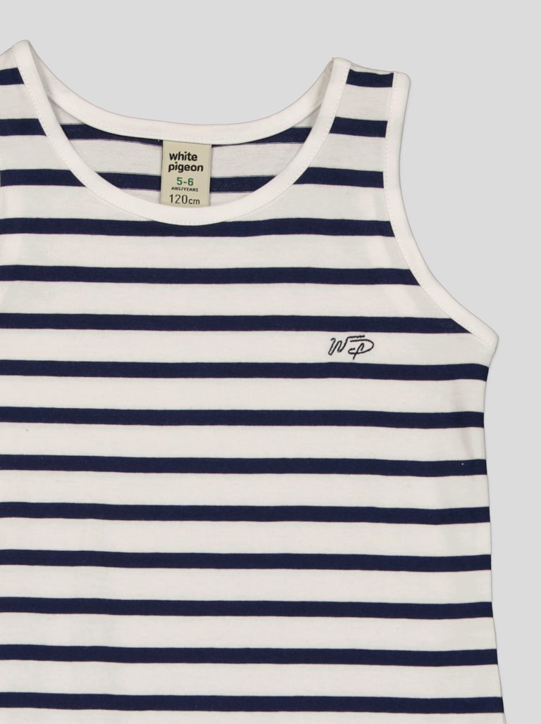 Robe Fillette Débardeur Rayée Marinière – Coton Blanc & Bleu Marine — photo 3