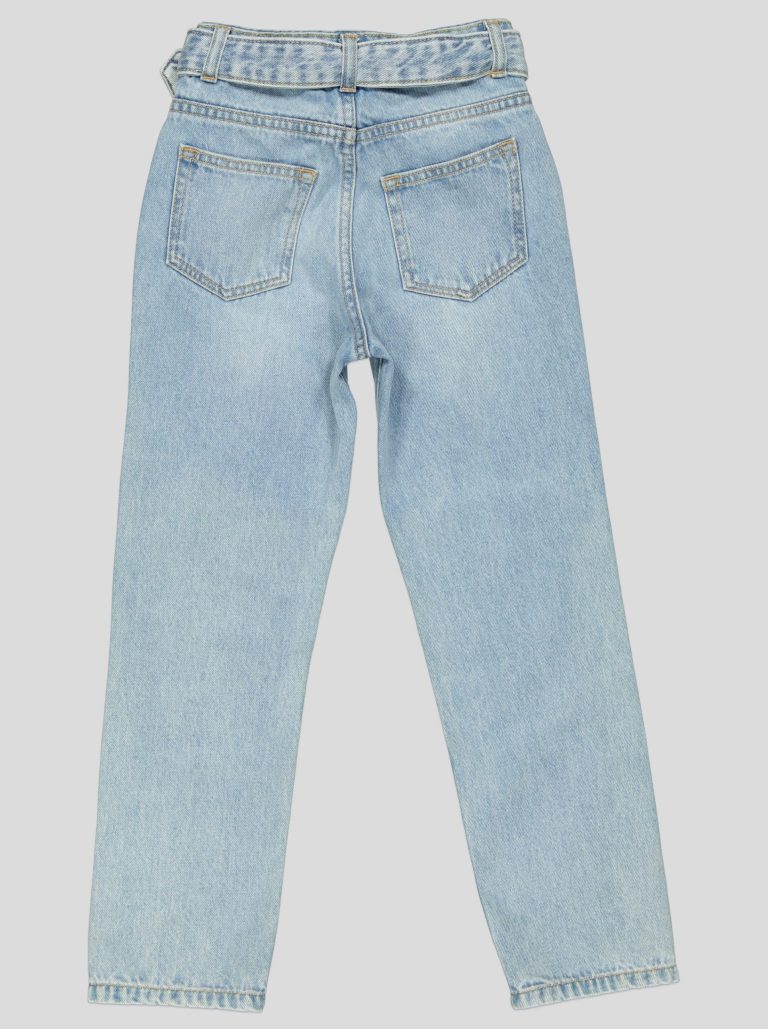 Jean taille haute délavé avec ceinture — photo 4