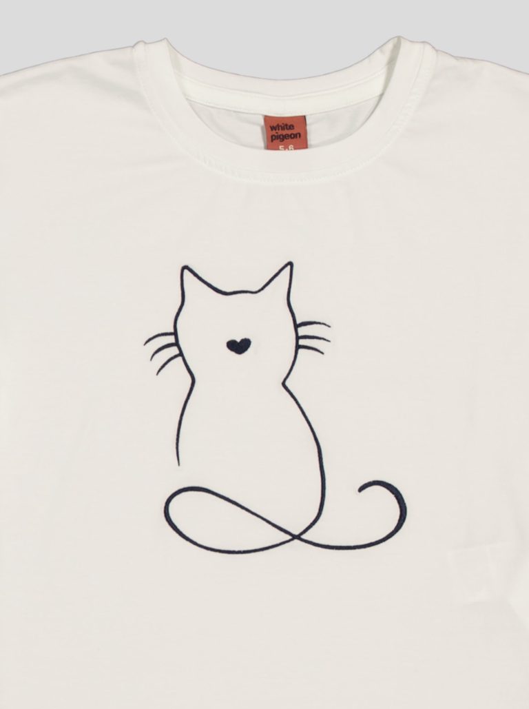 Ensemble Fillette T-shirt Chat Brodé & Short en Molleton — photo 4