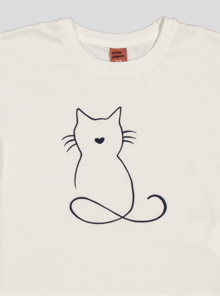 Ensemble Fillette T-shirt Chat Brodé & Short en Molleton — photo 7