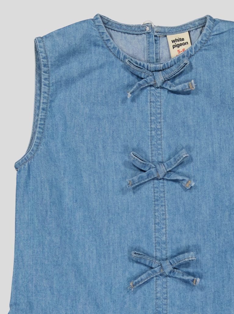 Ensemble Fillette 2 Pièces en Jean - Haut à Nœuds & Pantalon Large — photo 5