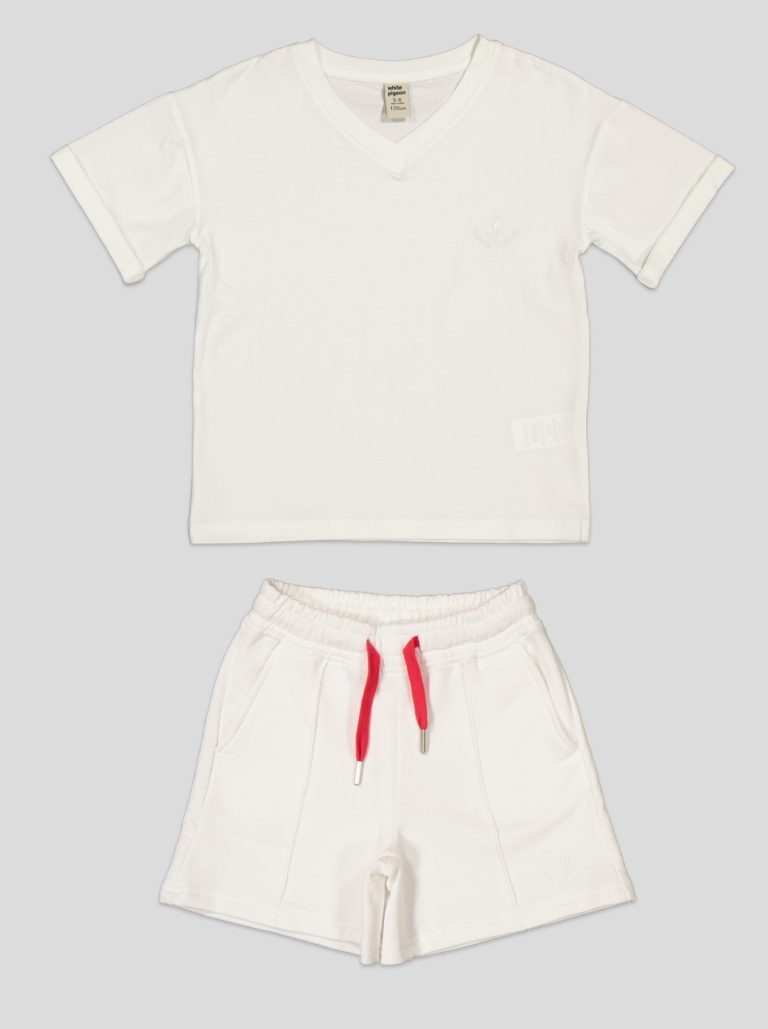 Ensemble Fillette T-shirt Col V & Short en Molleton — photo 2