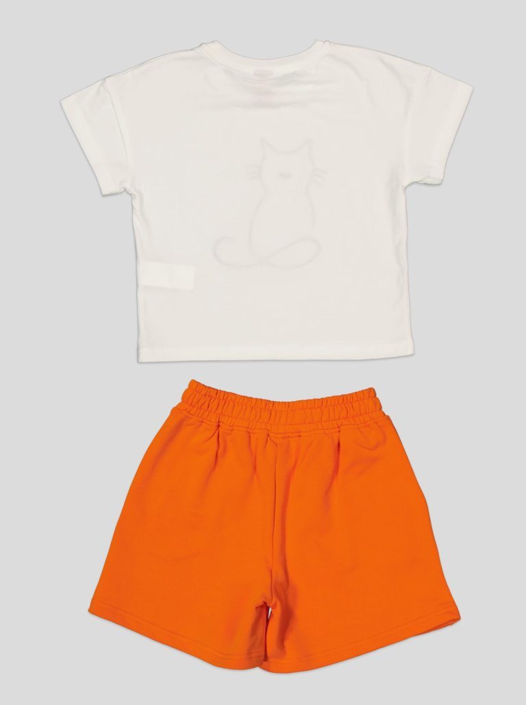Ensemble Fillette T-shirt Chat Brodé & Short en Molleton — photo 5