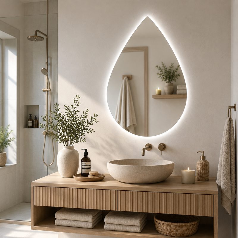 Miroir Goût d’Eau LED – Élégance Lumineuse et Design Organique — photo 2