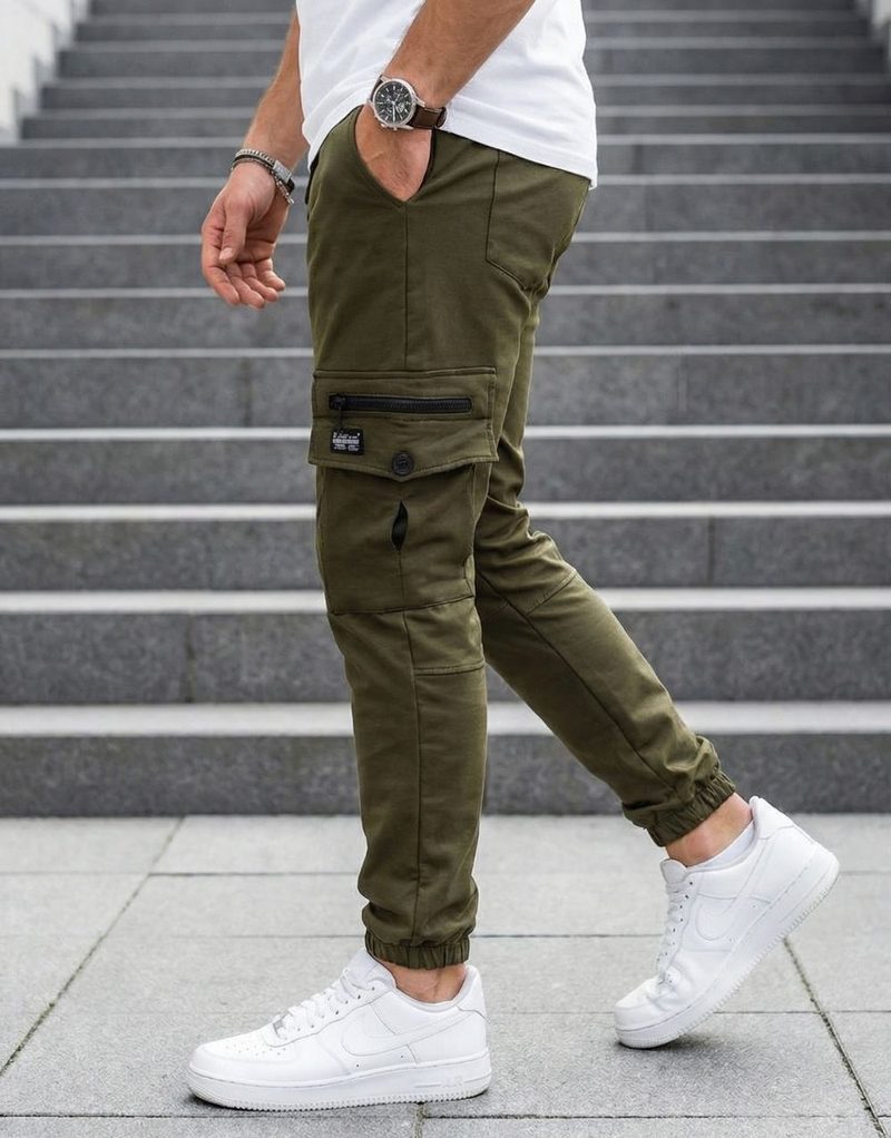Lot de 3 Joggings Cargo Urbains (Noir, Vert Militaire, Camel) REF0089 — photo 3