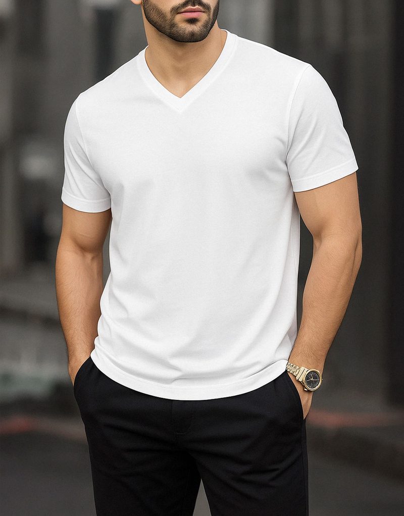 Lot de 5 X T-shirts Coton Col V REF0124 — photo 2