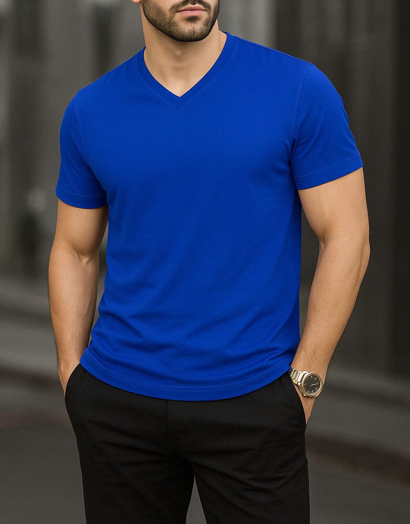 Lot de 5 X T-shirts Coton Col V REF0124 — photo 4